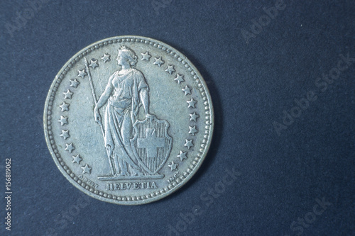 Two swiss francs helvetia 1940 head coin, vintage antique old, difficult and rare to find.