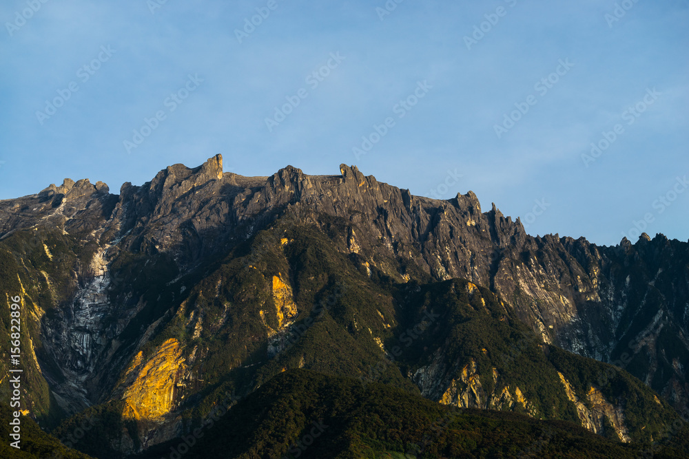 View part of Mount Kinabalu from Kundasang village, Sabah. The highest mountain in Malaysia with elevation is 4095m and it famous among tourist.