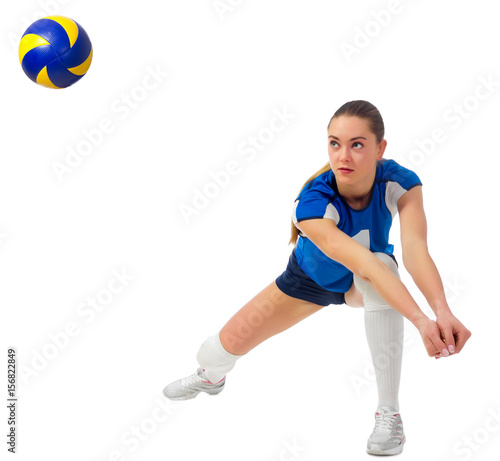 Young woman voleyball player isolated