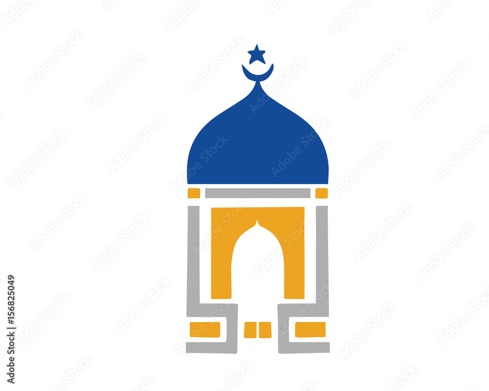 Modern Islamic Mosque Logo - Blue Clean Minimalistic Mosque Dome Modern Islamic Mosque Logo - Blue Clean Minimalistic Mosque Dome
