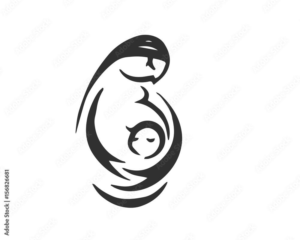 Modern Mother And Baby Logo - Pregnant Mother Holding A Baby Symbol Modern Mother And Baby Logo - Pregnant Mother Holding A Baby Symbol