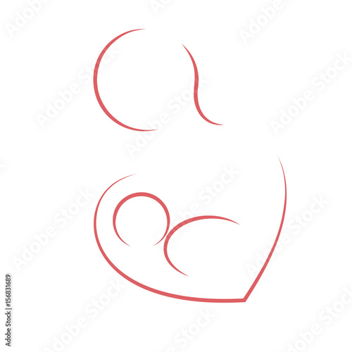 Breastfeeding logo as a heart shape and  woman