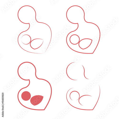 Breastfeeding logos pink set