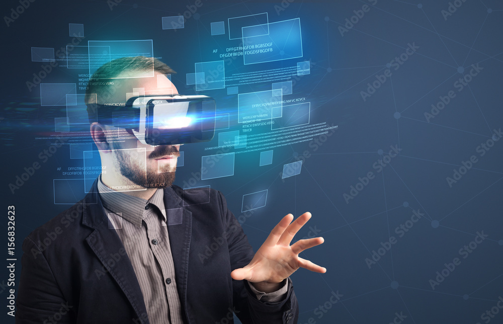 Businessman with virtual reality goggles Businessman with virtual reality goggles