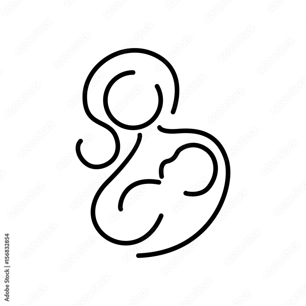 Line stylized image of breastfeeding woman Line stylized image of breastfeeding woman