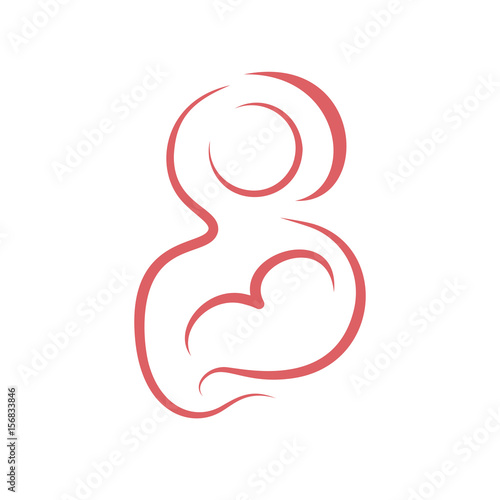 Stylized pink breastfeeding logo