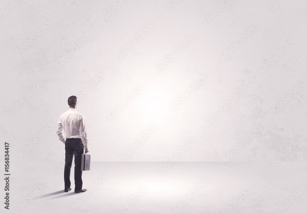 Finance worker standing in pure nothing Finance worker standing in pure nothing