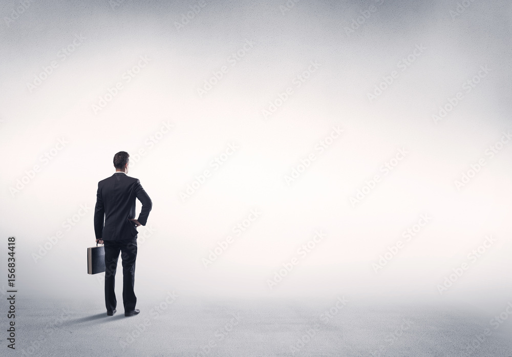 Sales person with empty white background Sales person with empty white background