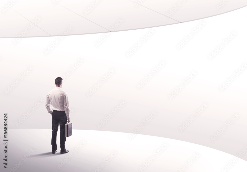 Salesman standing with his back concept Salesman standing with his back concept