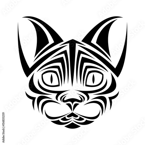 cat feline tribal tatto animal creativity design vector illustraiton