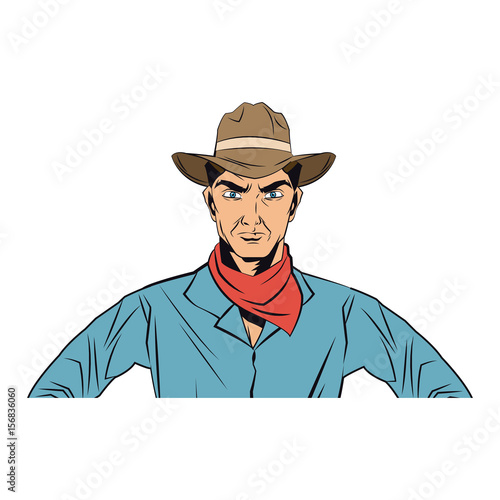 cowboy man cartoon character, modern western cattle hurdlers in traditional cowboy outfit. vector illustration