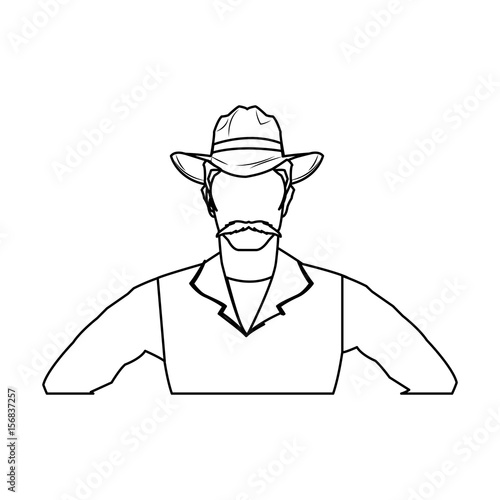 cowboy man cartoon character, modern western cattle hurdlers in traditional cowboy outfit. vector illustration