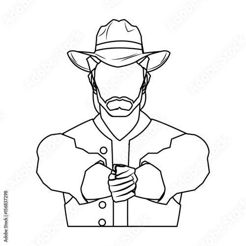 cowboy man cartoon character, modern western cattle hurdlers in traditional cowboy outfit. vector illustration