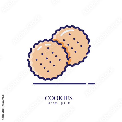 Cookies icon on a white background. flat thin line icon. vector illustration