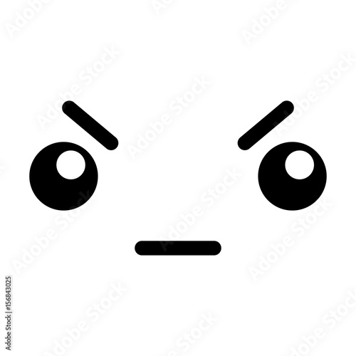 black and white kawaii emoticon face vector illustration graphic design