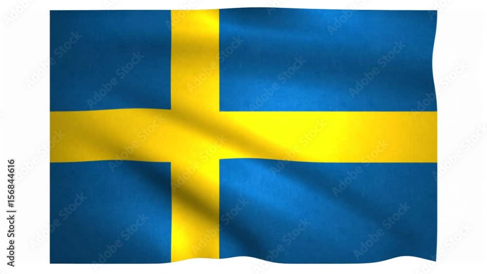Flag of Sweden waving on white background Flag of Sweden waving on white background
