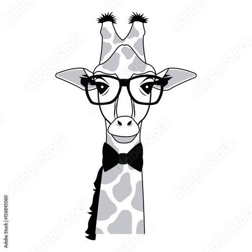 giraffe hipster animal wearing glasses fashion vector illustration