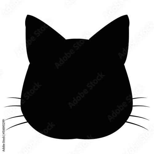 silhuette cat feline head whiskers image vector illustration
