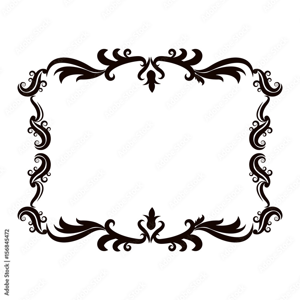 vintage baroque frame scroll floral ornament border retro pattern antique style swirl decorative design vector illustration