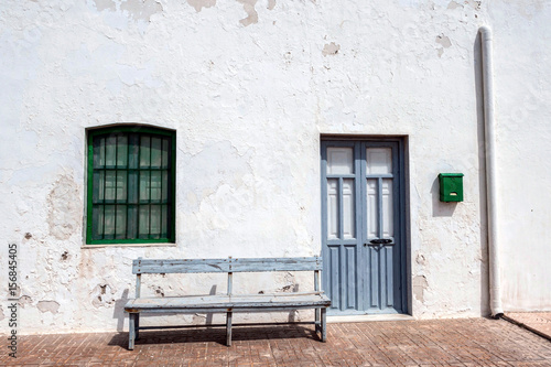 Houses in the village of Almadraba of Monteleva, near of the exploitation of salt in the natural park of Cabo de Gata, Almeria, Andalusia, Spain photo