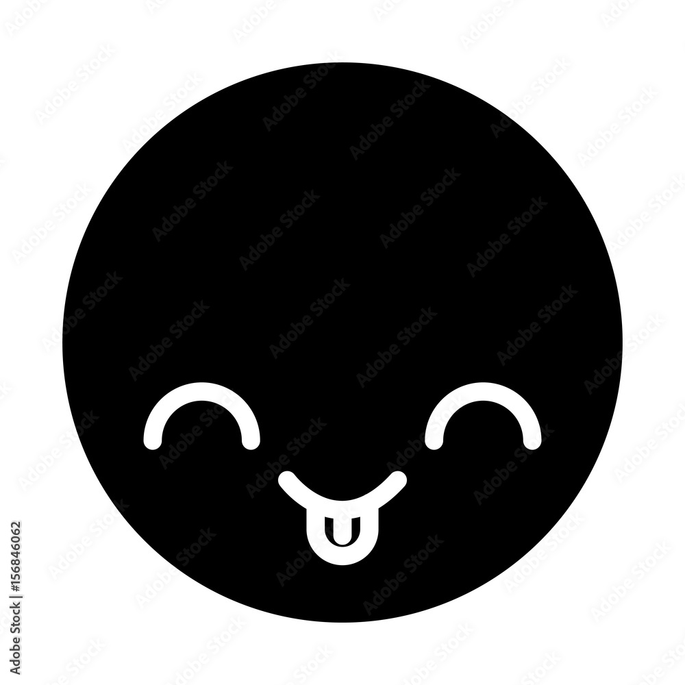 cute black kawaii emoticon face vector illustration graphic design cute black kawaii emoticon face vector illustration graphic design