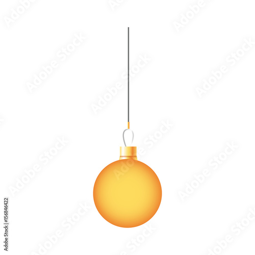 golden ball christmas decoration hanging vector illustration
