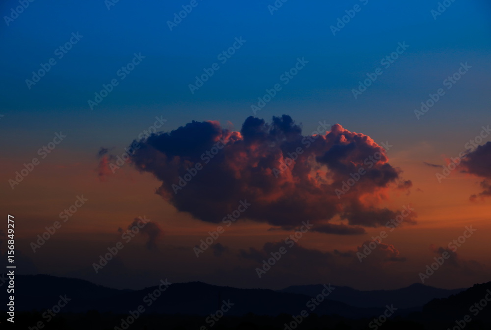 Obraz premium sunset beautiful in sky dark color and silhouette tree colorful landscape twilight time