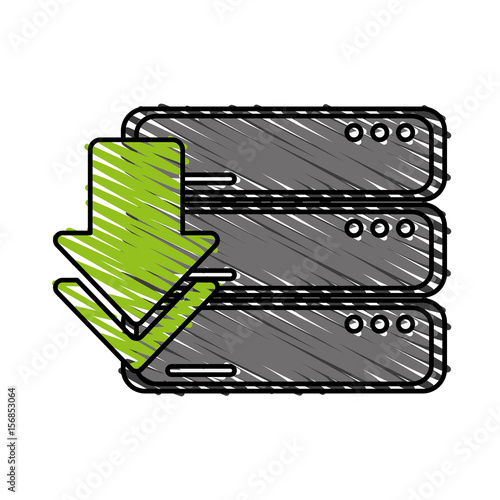 arrow data base icon vector illustration design graphic sketch