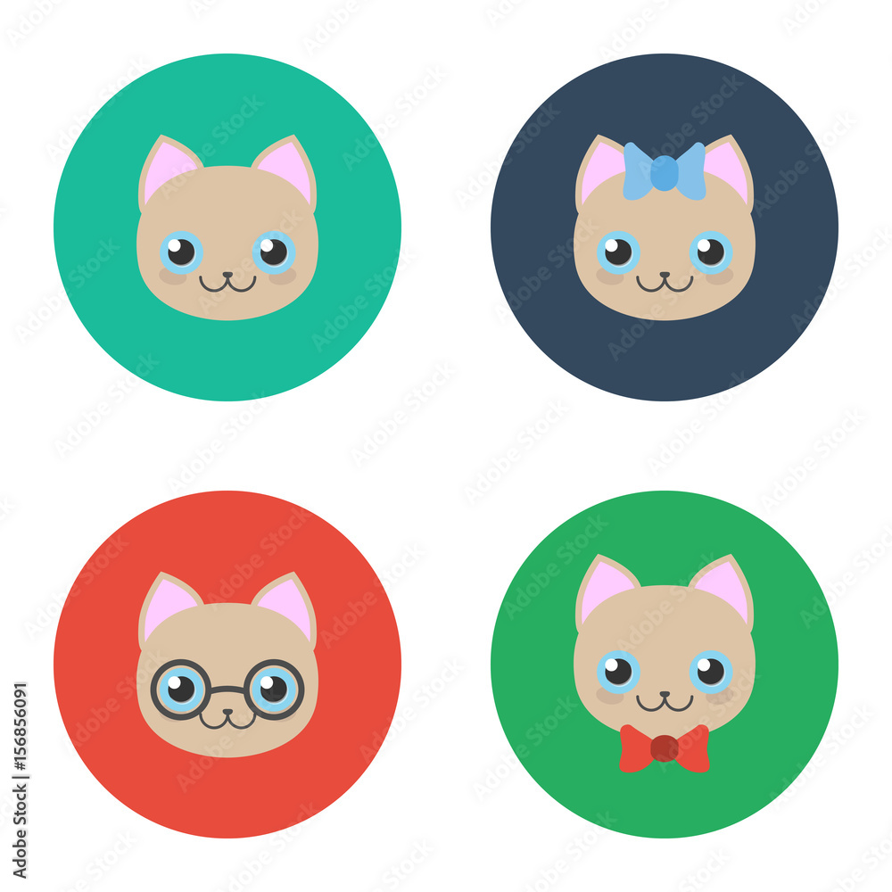 Flat Cat Icon 