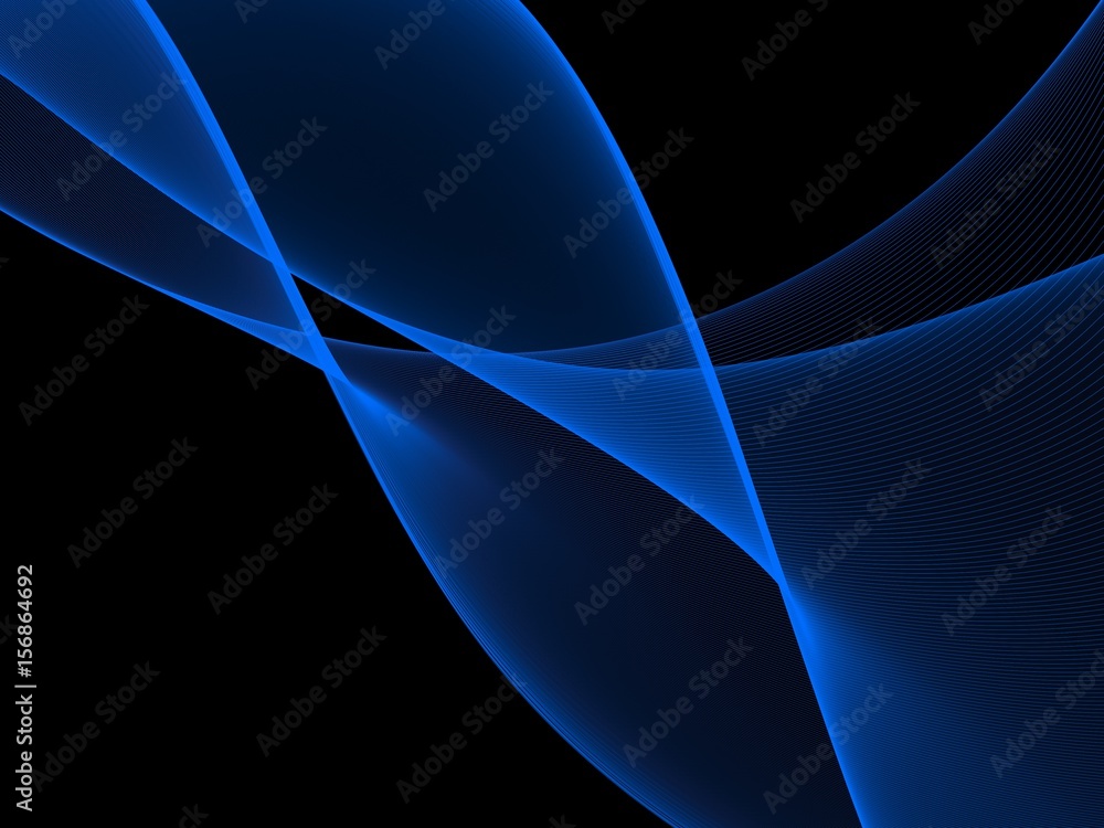 Obraz premium Abstract blue wave and black background