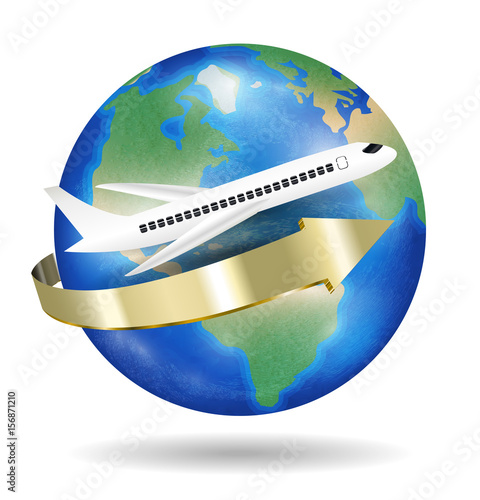 white aeroplane fly travel around the world