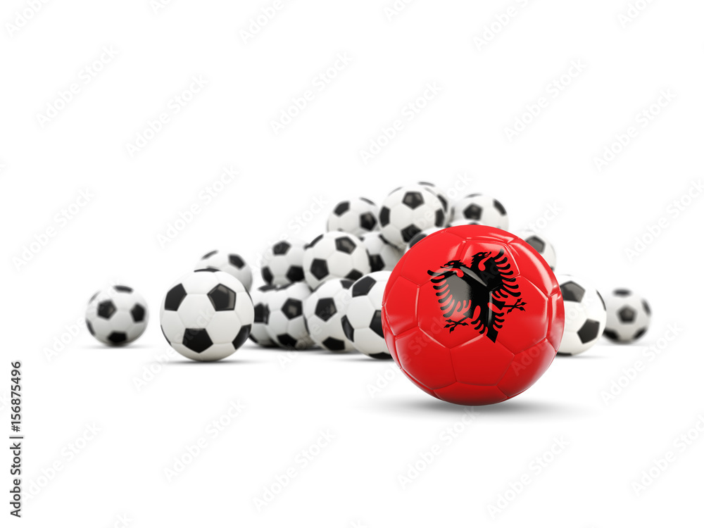 Football with flag of albania isolated on white Football with flag of albania isolated on white