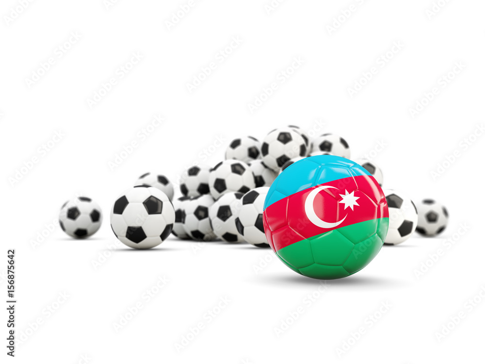Football with flag of azerbaijan isolated on white Football with flag of azerbaijan isolated on white