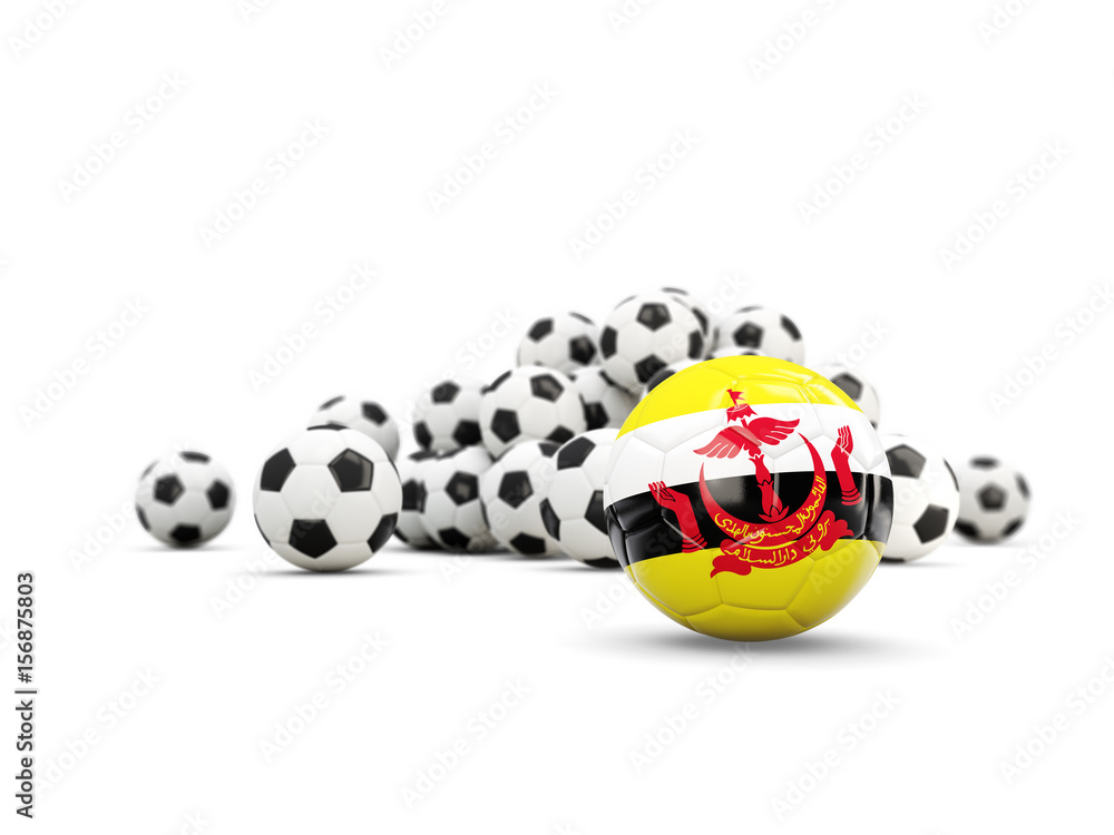 Football with flag of brunei isolated on white Football with flag of brunei isolated on white