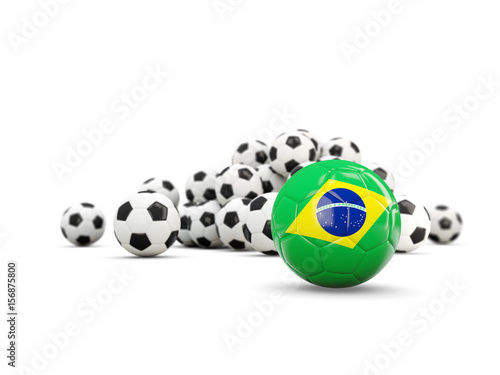 Football with flag of brazil isolated on white