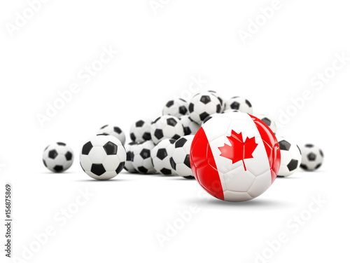 Football with flag of canada isolated on white
