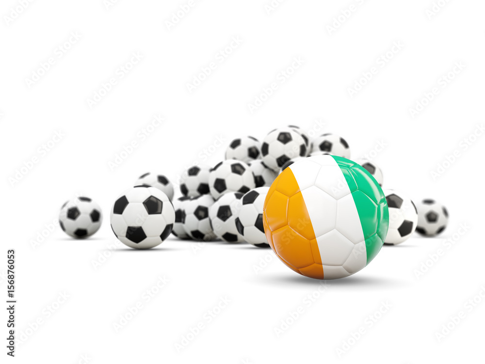 Football with flag of cote d Ivoire isolated on white Football with flag of cote d Ivoire isolated on white
