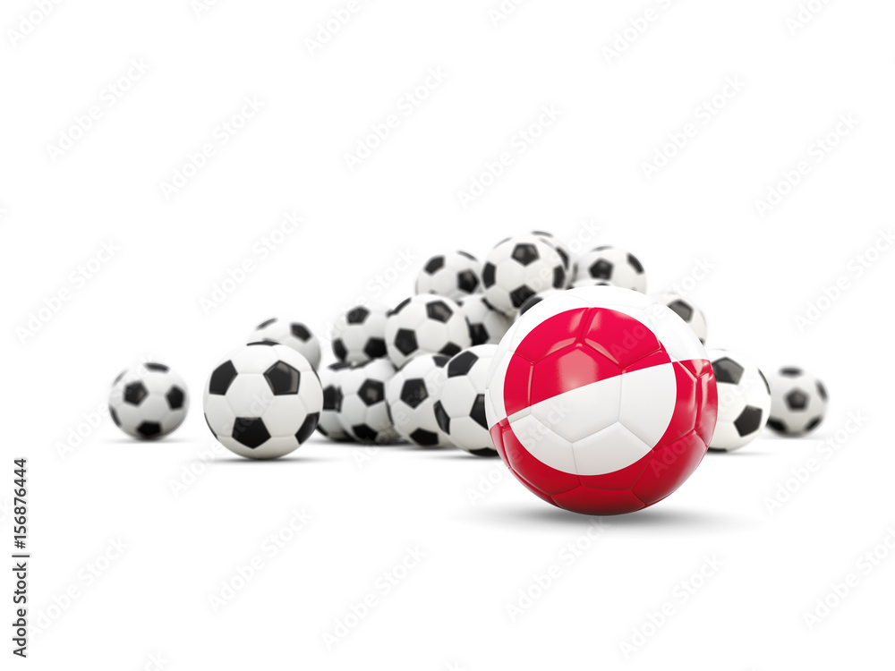 Football with flag of greenland isolated on white Football with flag of greenland isolated on white