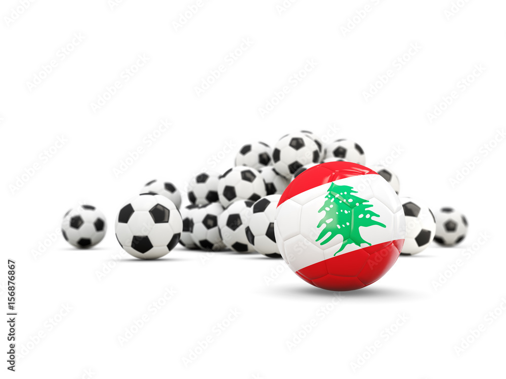 Football with flag of lebanon isolated on white Football with flag of lebanon isolated on white