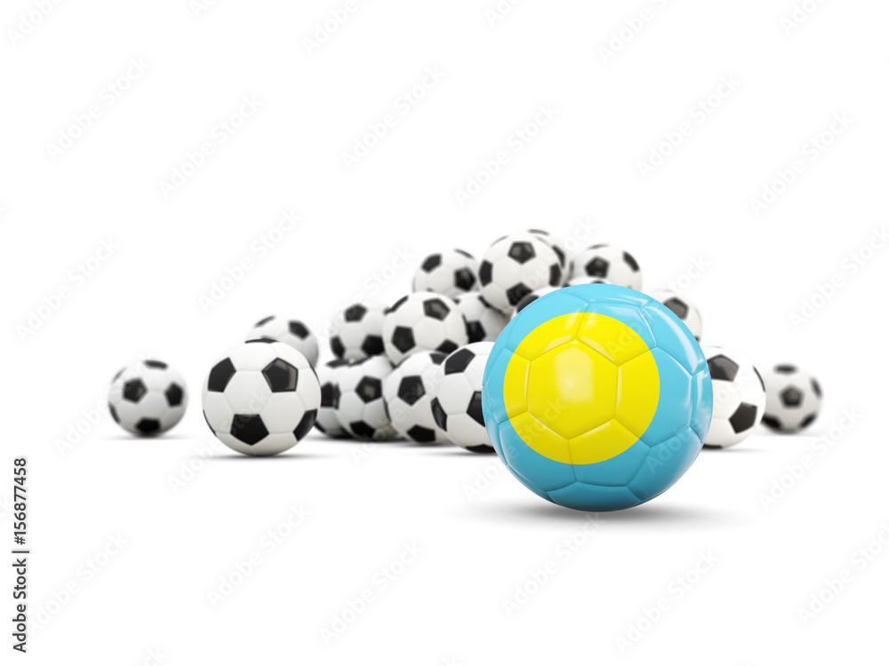 Football with flag of palau isolated on white Football with flag of palau isolated on white