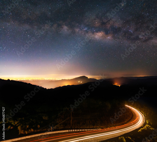 Milky way before sunrise at Chiangmai province, Thailand
