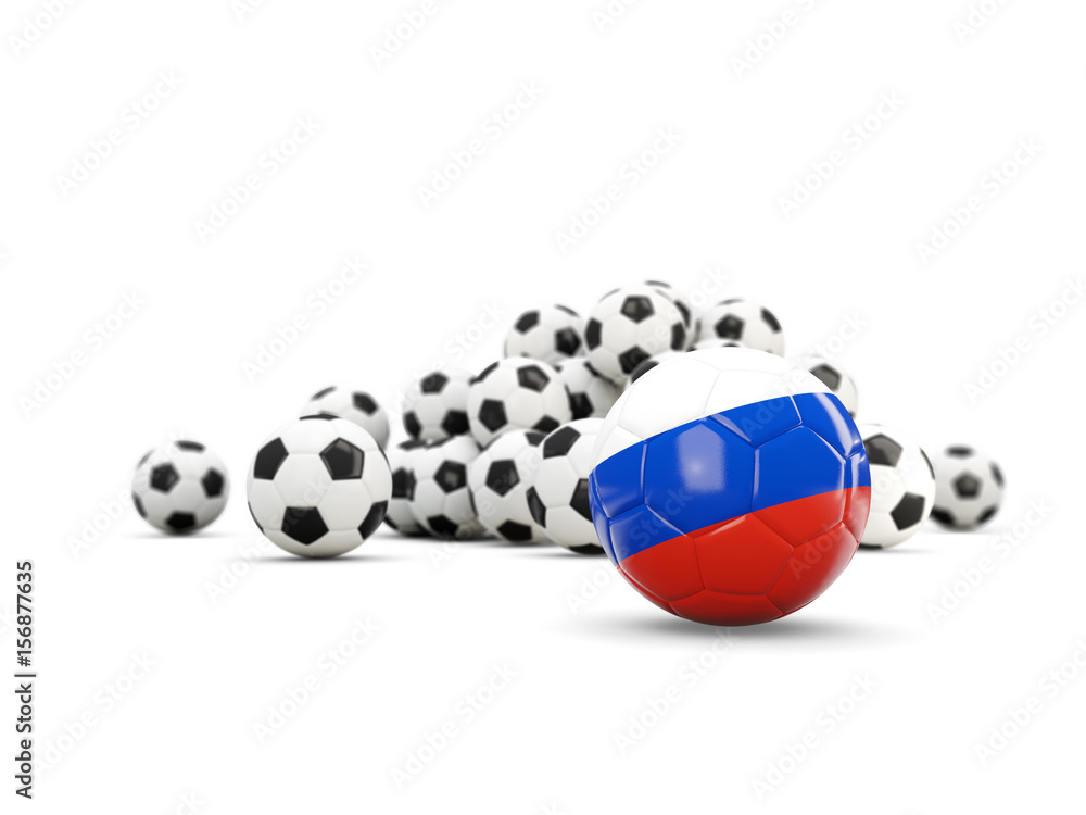 Football with flag of russia isolated on white Football with flag of russia isolated on white