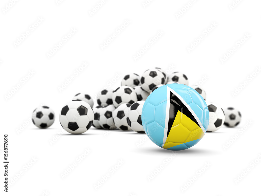 Football with flag of saint lucia isolated on white Football with flag of saint lucia isolated on white