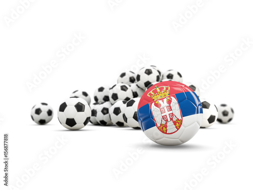 Football with flag of serbia isolated on white