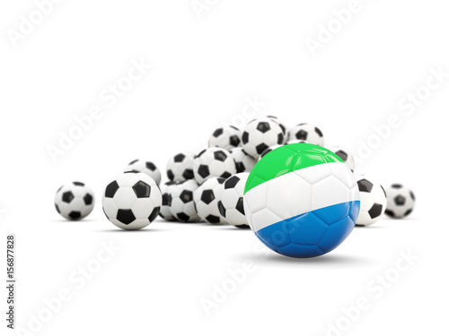 Football with flag of sierra leone isolated on white
