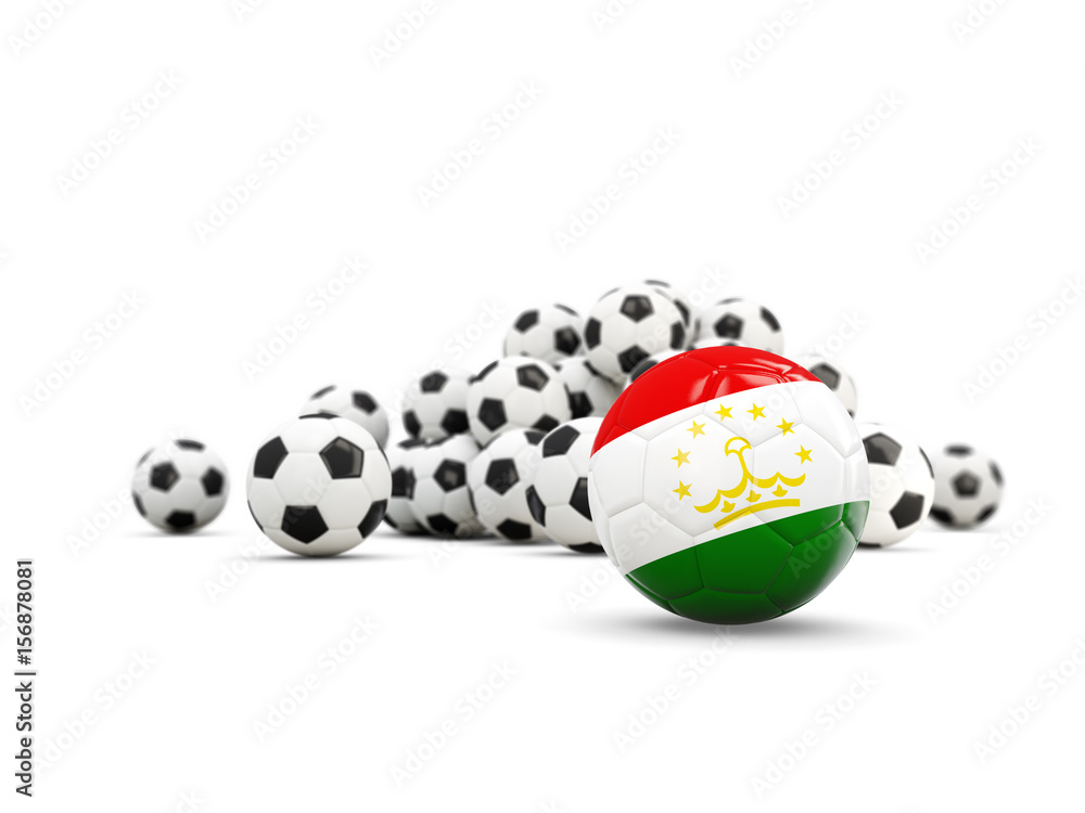 Football with flag of tajikistan isolated on white Football with flag of tajikistan isolated on white