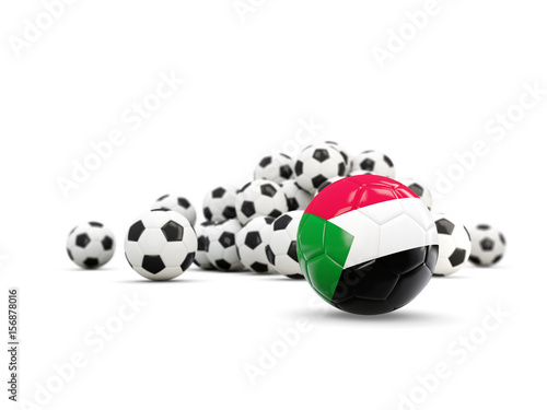 Football with flag of sudan isolated on white