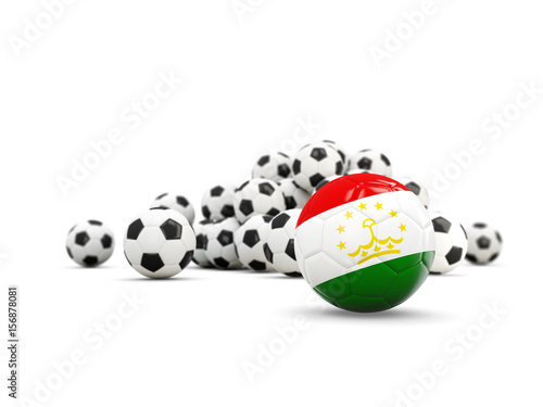 Football with flag of tajikistan isolated on white