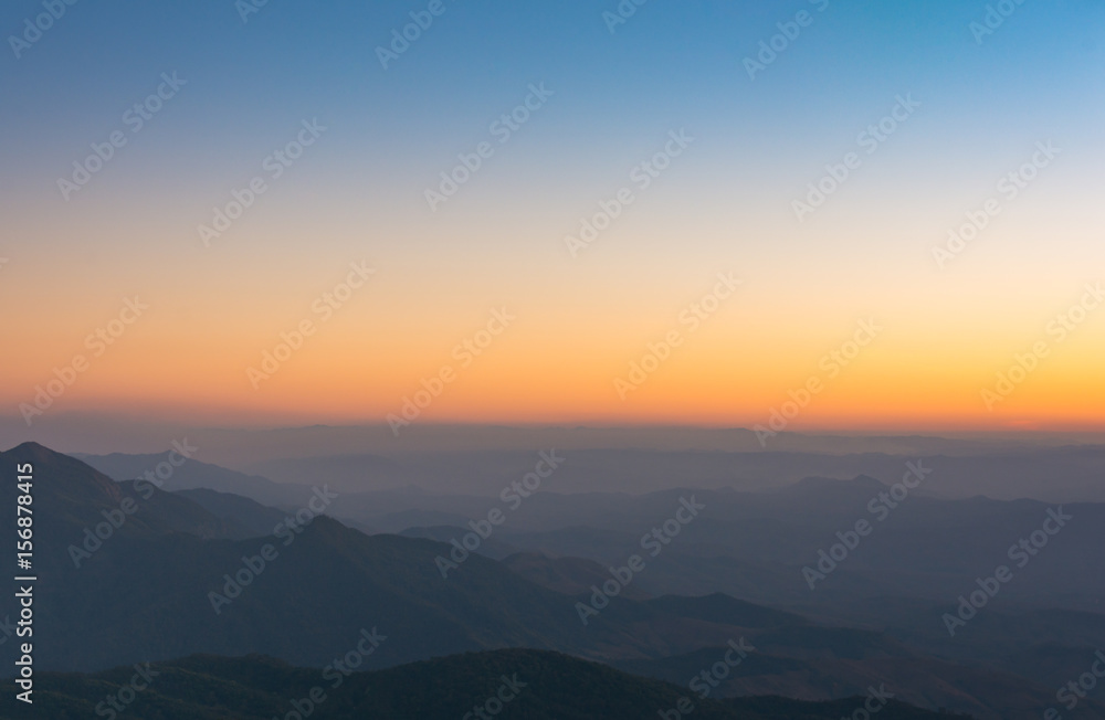 Twilight sunset time: mountain layer background at Chiangmai province, Thailand
