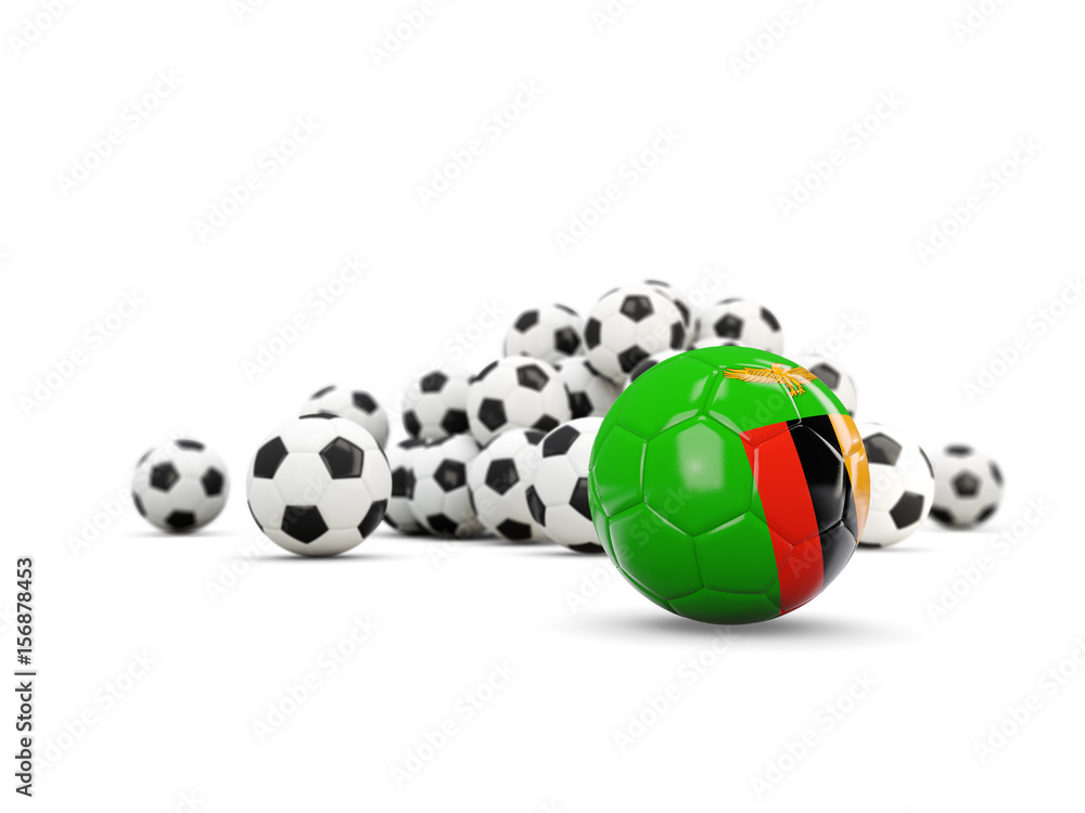 Football with flag of zambia isolated on white Football with flag of zambia isolated on white